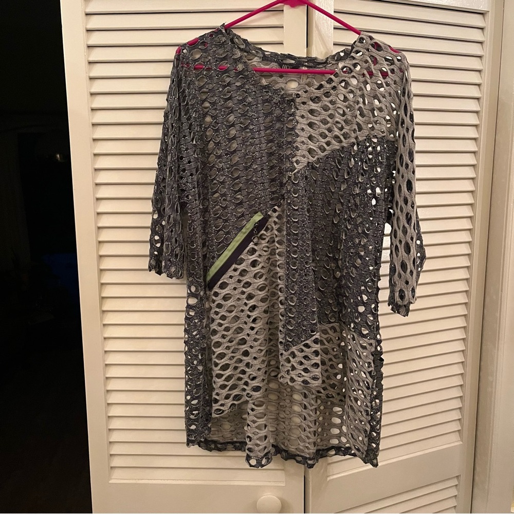Gray Crochet Swim Cover-Up L